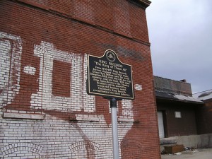 Historical marker at former site of King Records